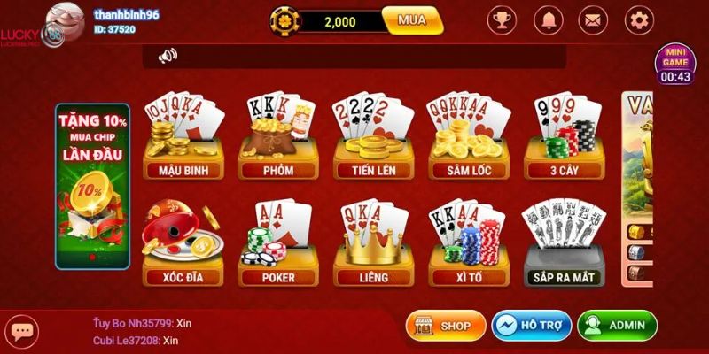 Những trò chơi bài đổi thưởng phổ biến tại Lucky88